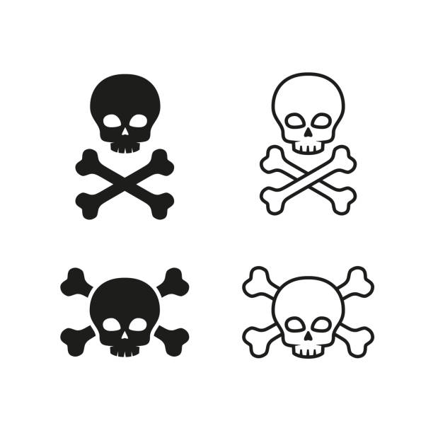 Skull icon set. Poisonous substances symbols Skull icon set. Poisonous substances symbols skull and crossbones stock illustrations