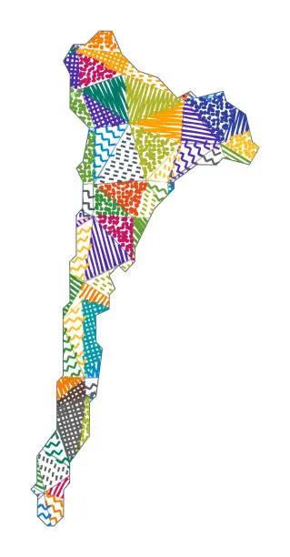 Vector illustration of Kid style map of Ko Samet. Hand drawn polygons in the shape of Ko Samet. Vector illustration.