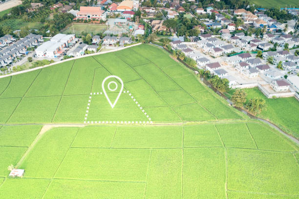 istock Land plot and identify registration symbol in aerial view. 1479060904
