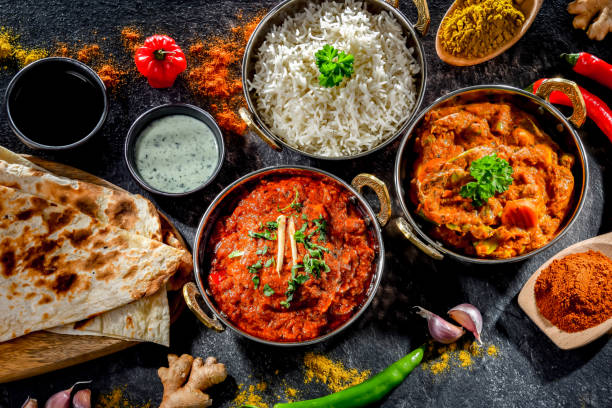 istock Hot madras paneer and vegetable masala with rice 1479068684