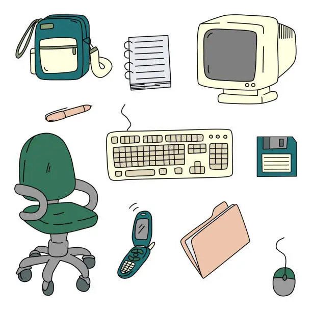 Vector illustration of Workplace, home office in cartoon style.