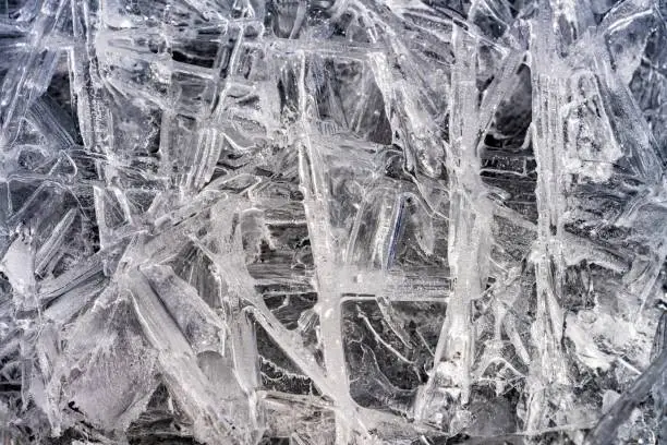 A  close-up shot of glistening ice crystals