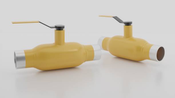 istock Gas ball valve with handle, yellow, realistic 3d rendering 1479071738