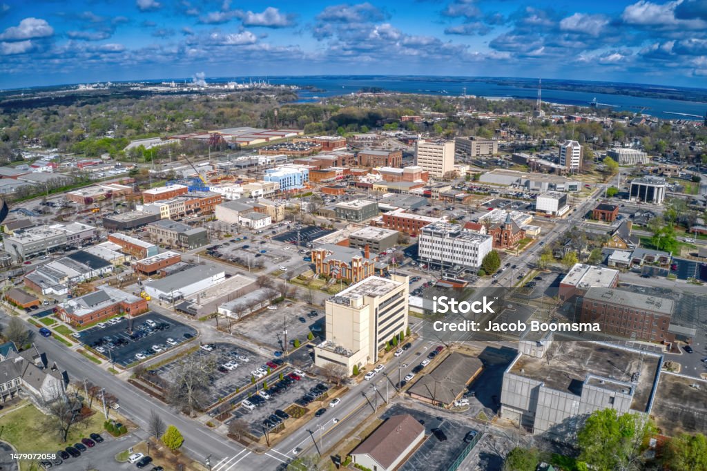 Aerial View of Decatur, Alabama during Spring Alabaster Stock Photo
