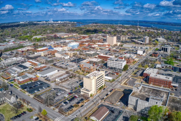 Aerial View of Decatur, Alabama during Spring stock photo