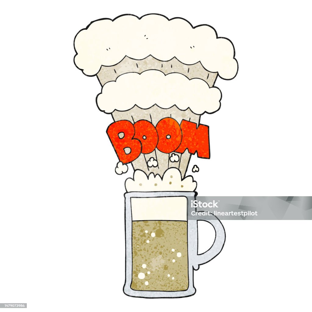 Freehand Textured Cartoon Exploding Beer Stock Illustration - Download ...