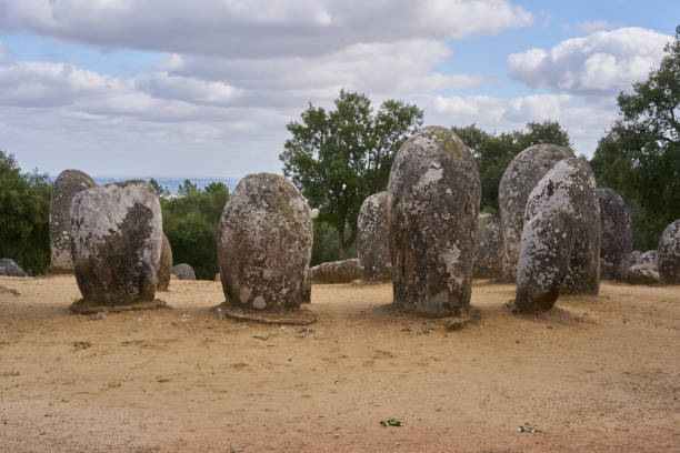 istock Cromlech of Almendres megalithic stone complex with cork trees in Alentejo 1479074929