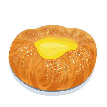 Illustration of puff donut with vanilla cream.