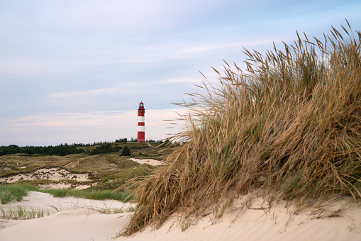 A closeup shot of The Lighthouse in Amrum island, Germany during the su