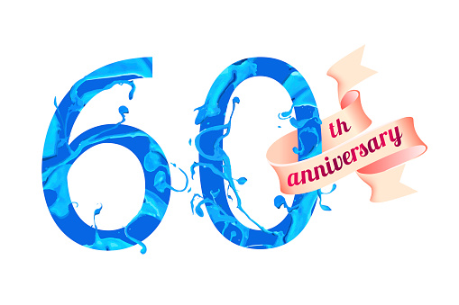 60th (sixtieth) anniversary. Vector paint digit