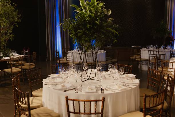 istock Interior of a restaurant decorated with flowers for a wedding celebration ceremony 1479087829