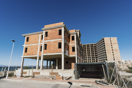 A paused construction in La Manga del Mar Menor, Cartagena, San Javier, Murcia, Spain