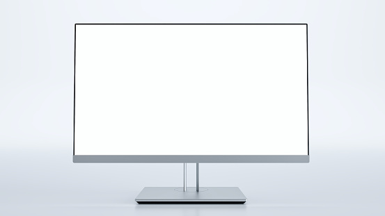 silver screen isolated on white background, Computer monitor, 3D render
