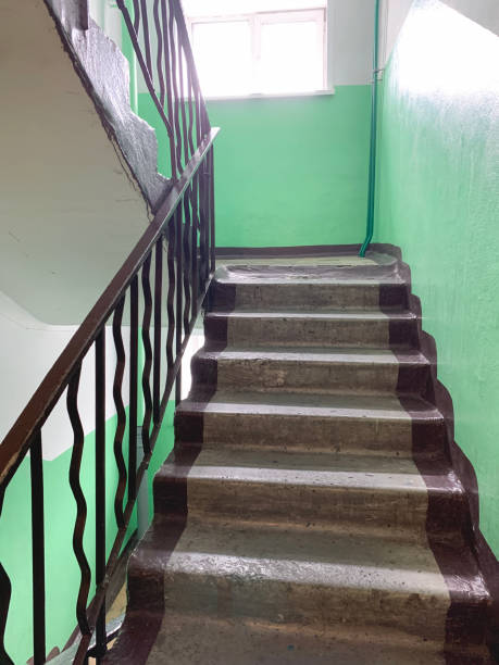 istock An old Soviet staircase and an entrance in a high-rise building. 1479090052