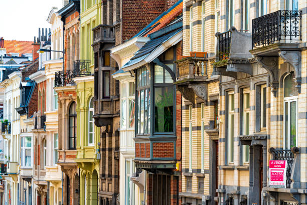 Brussels, Belgium – January 15, 2019: old charmig maisons bruxelloise standing on a line in avenue de Tervuren, Brussels Belgium