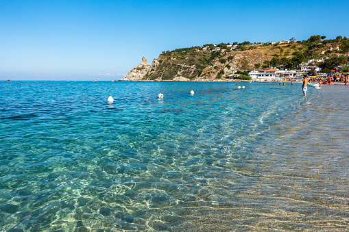 Faraglioni of Scopello, aerial view of beautiful sicilian coastline, Italy