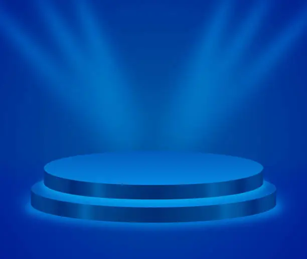 Vector illustration of Modern Blue Stage Platform Product Display