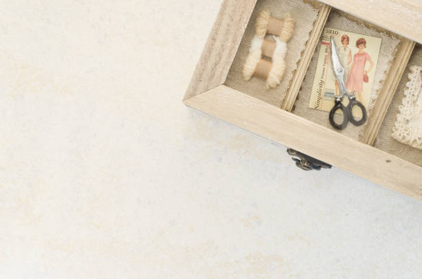 istock Top view of a storage box for embroidery materials 1479096592