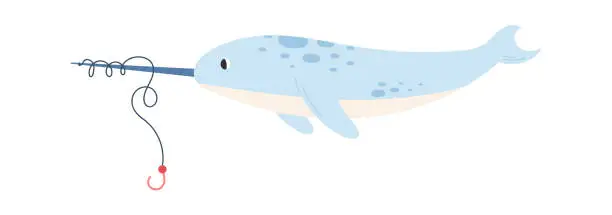 Vector illustration of Narwhal Suffer From Waste