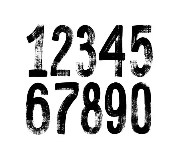Vector illustration of Hand drawn grunge vector numbers.