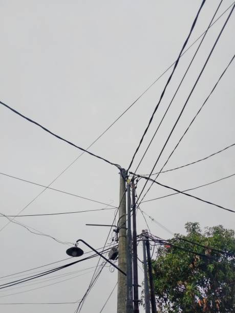 istock The top end of a power pole with many wires 1479098328