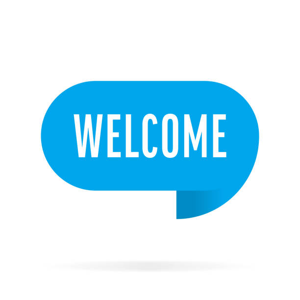 stockillustraties, clipart, cartoons en iconen met welcome- paper speech bubble, notification template. vector stock illustration with text - welkom bord