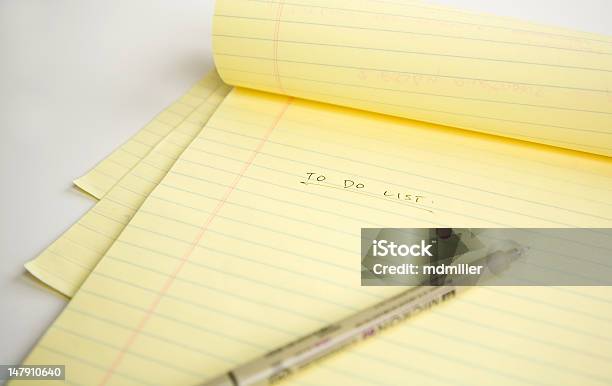 Folded Legal Pad And Pen Stock Photo - Download Image Now - Chores, Close-up, Copy Space