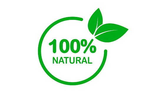 Natural organic stamp food badge. Label, sticker or seal icon for products and websites. 100% natural vector logo design. Premium quality, healthy food natural products, farm fresh stickers