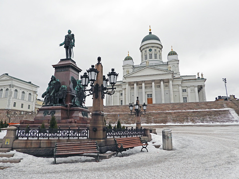 Sculpture of Tsar Alexander II in front of Helsinki Cathedral, Senate Square - Finland