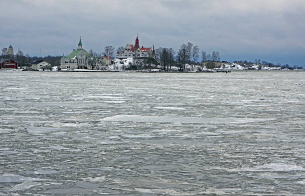 Snowy landscape from the harbour, Helsinki - Finland