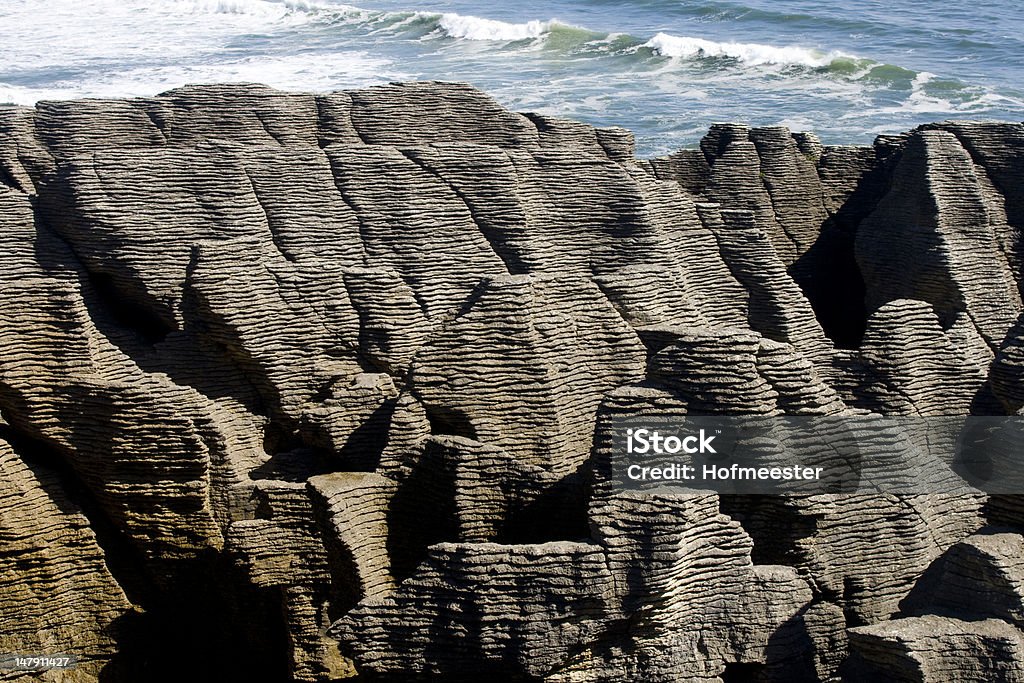 Panqueque de roca en Punakaiki en Nueva Zelanda - Foto de stock de Con textura libre de derechos