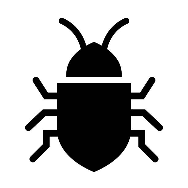 ilustrações de stock, clip art, desenhos animados e ícones de bug silhouette vector icon - insect computer bug tick cartoon