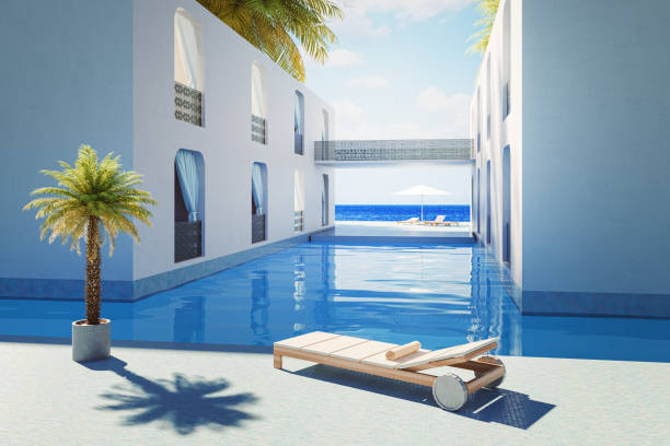 여름에 즐기는 럭셔리 비치 빌라 - motel swimming pool resort swimming pool tourist resort 뉴스 사진 이미지