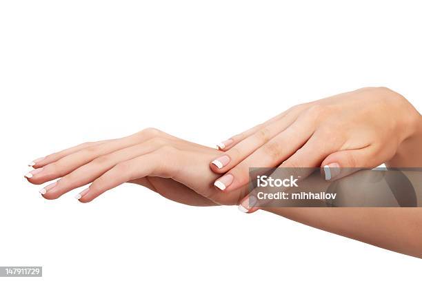 French Manicure Stock Photo - Download Image Now - Adult, Beautiful People, Beautiful Woman