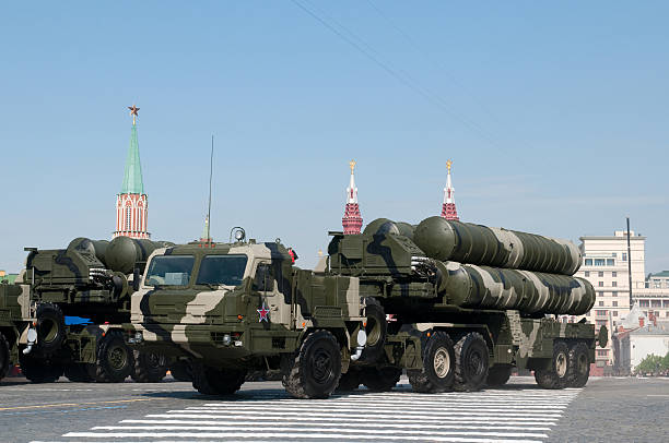 missile systems S-400 Triumf on Red Square stock photo