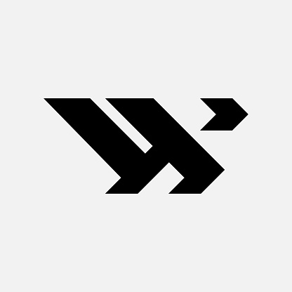 geometric letter W in black color