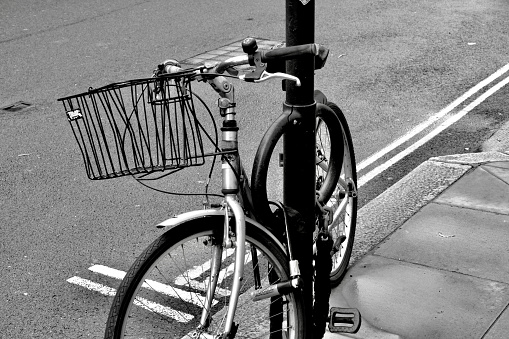 London, England 20 August 2021: Green Eco friendly, sustainable methods of travelling around central London.  Walk or cycle and even hire a guy with a cycle rickshaw to take you where you need to go.