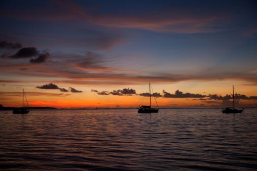 Sunset on Moorea, French Polynesia.