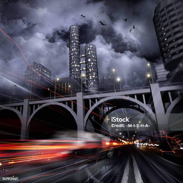 Night City Highway Stock Photo - Download Image Now - Bird, Blurred Motion, Bridge - Built Structure