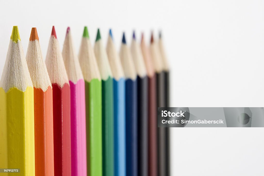 Coloração lápis row - Foto de stock de Arco-íris royalty-free