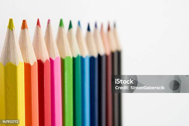 Foto de Coloração Lápis Row e mais fotos de stock de Arco-íris - Arco-íris, Arranjar, Cor Vibrante