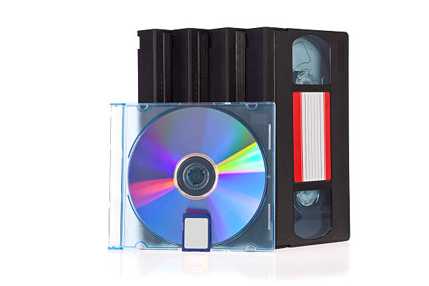 istock Video Cassette tape, DVD disc and Flash Memory Card 147913443