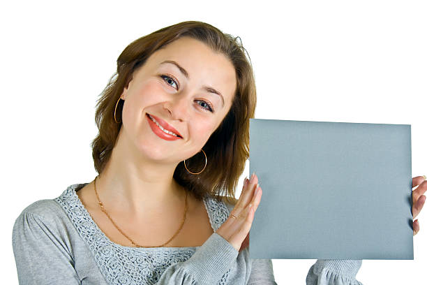 girl with the gray card stock photo