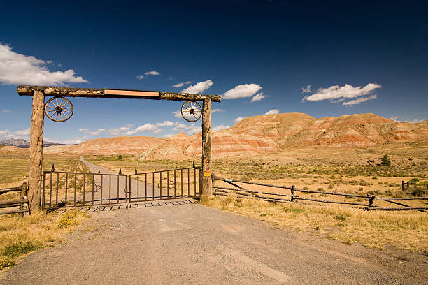 Entrance to the ranch stock photo