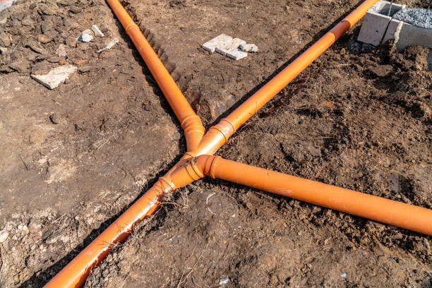 istock plastic pipe for sewage network in the base plate at the construction site 1479137393