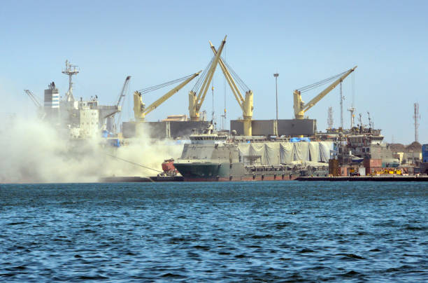 Phosphate loading in the Port of Dakar, Dakar, Senegal stock photo