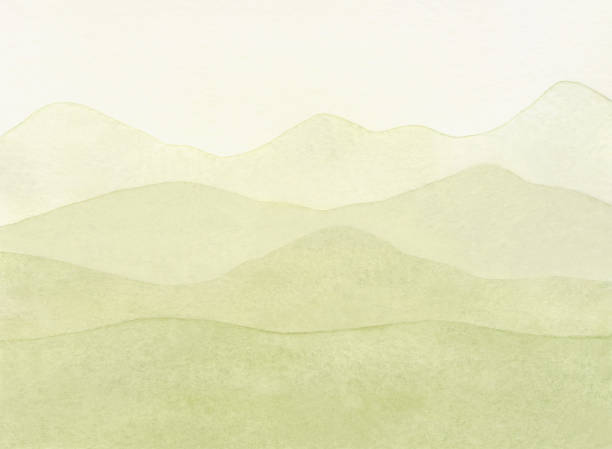 istock Watercolor, abstract, texture illustration of light green mountains and hills. 1479141137
