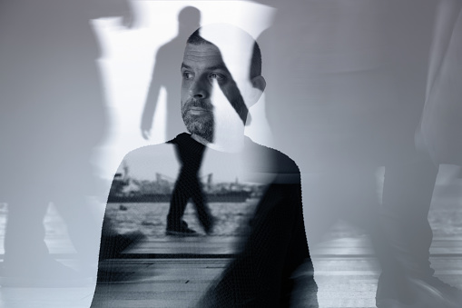 Man portrait with double exposure