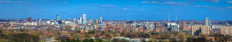 Leeds city centre skyline. Viewed from the west side of the city.