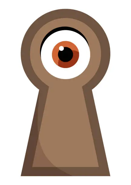 Vector illustration of Person looking through a keyhole